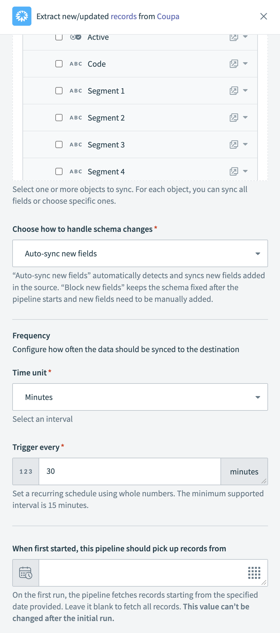 Configure sync frequency