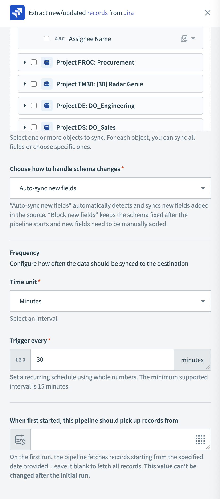 Configure sync frequency