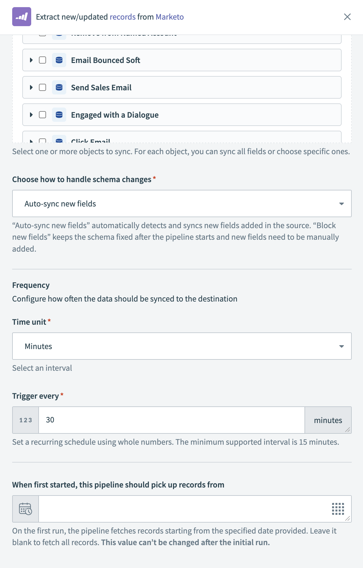 Configure sync frequency