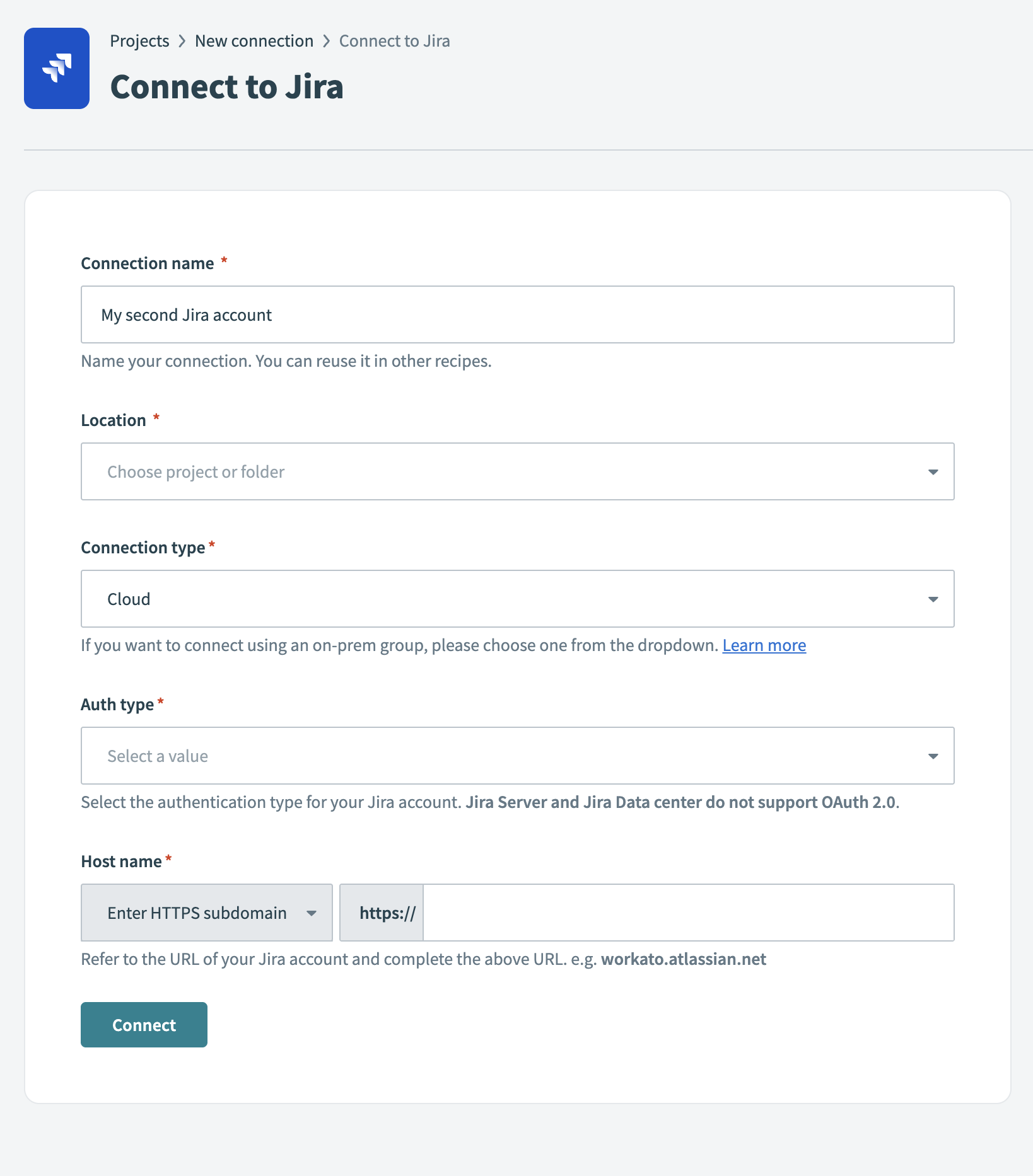 Jira connection setup