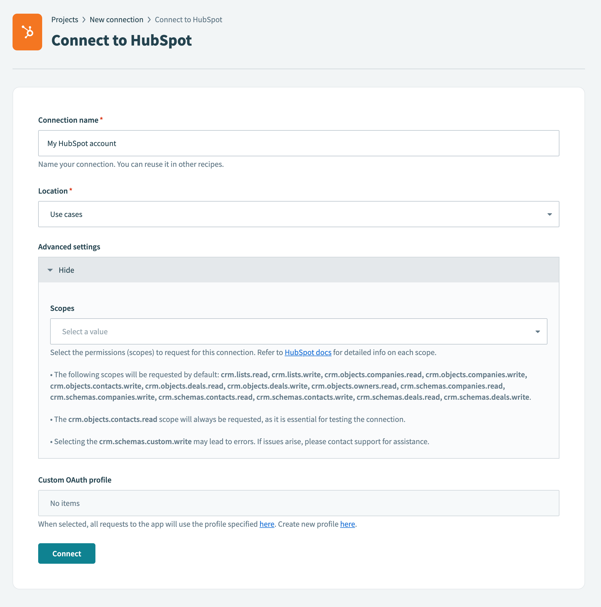 Connect to HubSpot