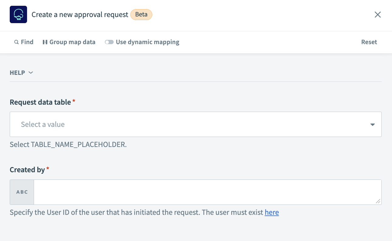 Create approval request** action