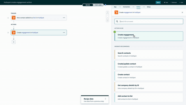 Create engagement アクション