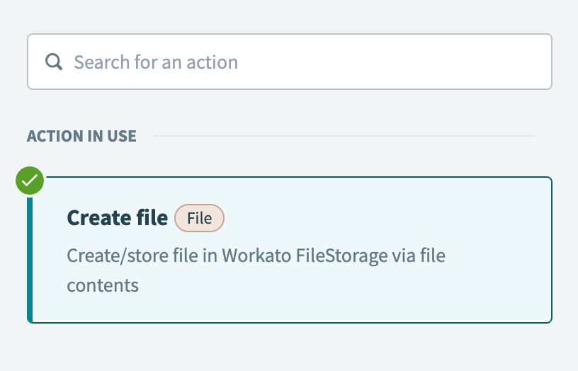 Select the Create file action