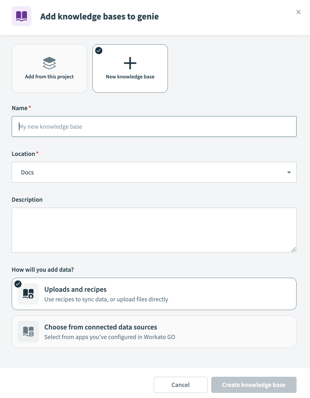 Create a knowledge base