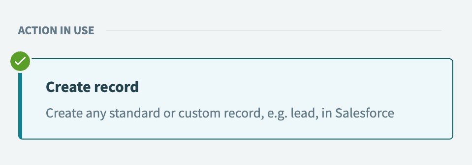 Select the Create record action