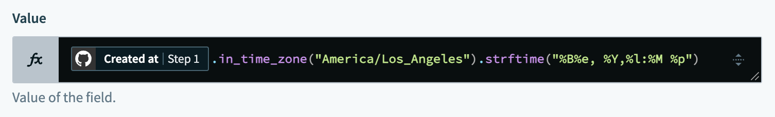 Created at value configuration