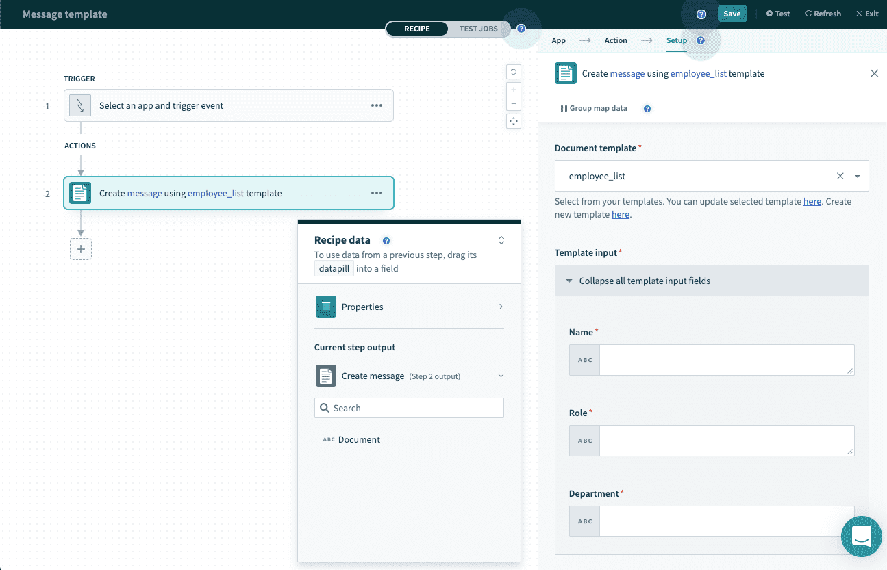 テンプレートからのメッセージの作成