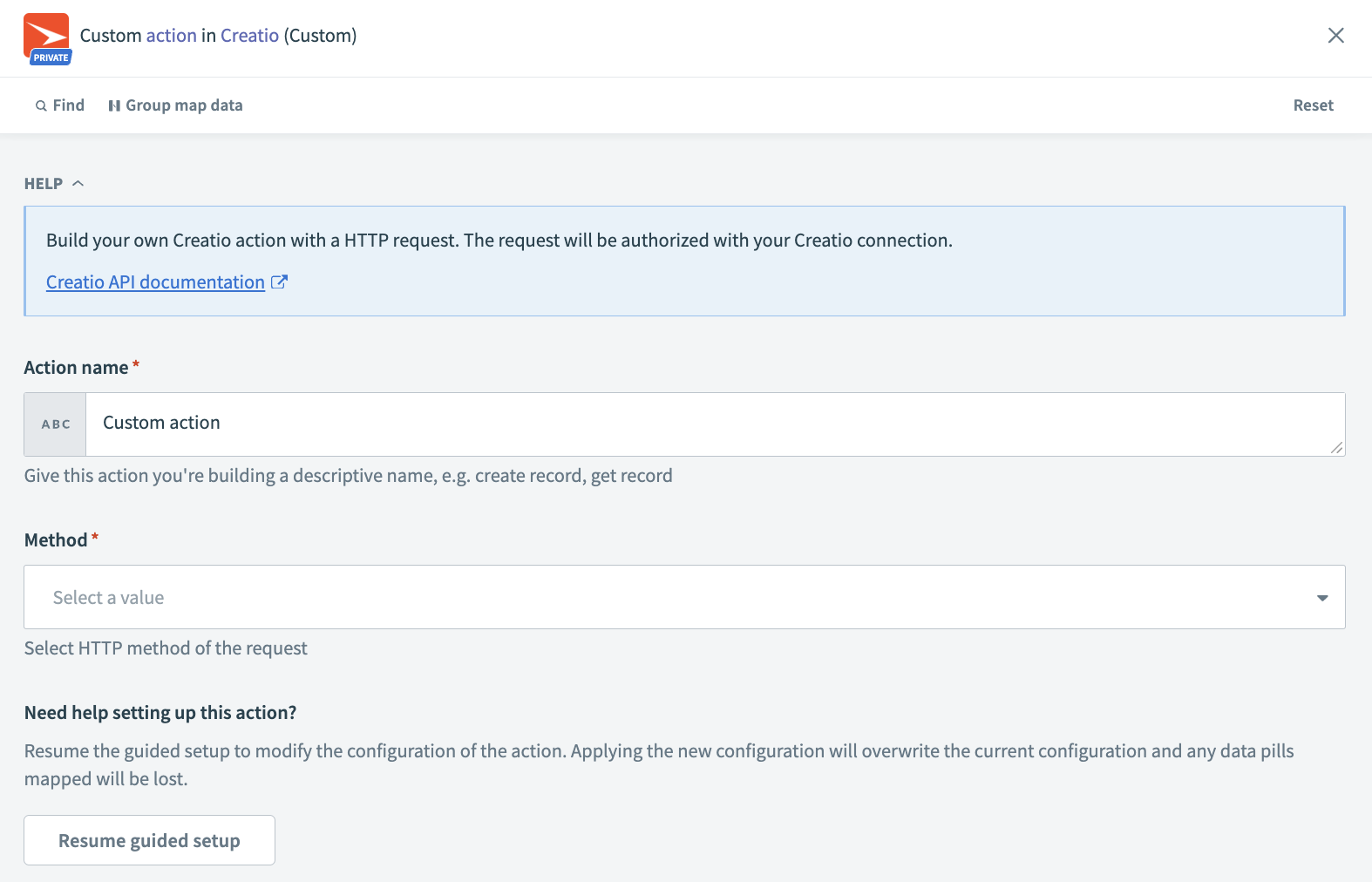 Creatio Custom action