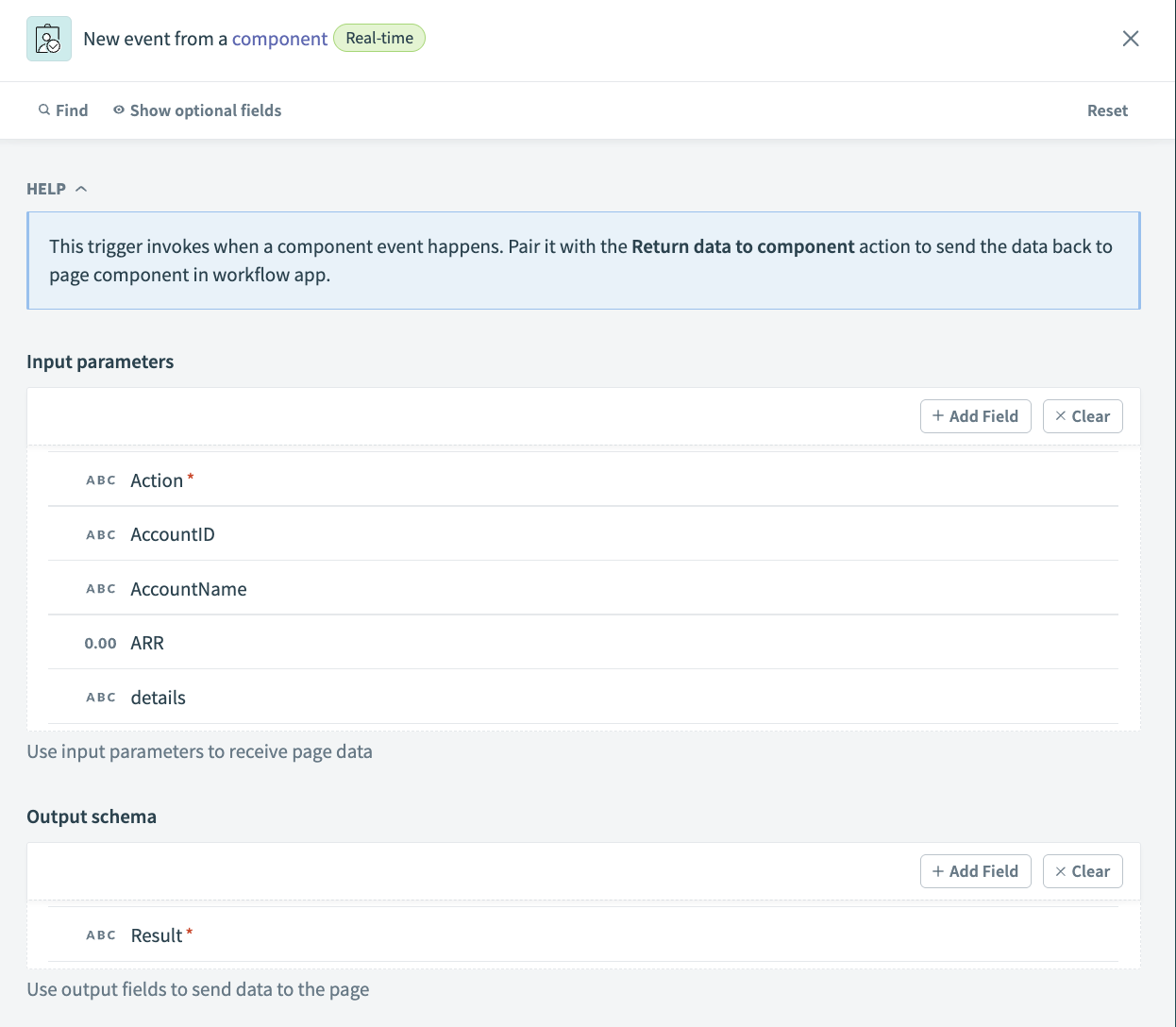 Input and output parameter configuration
