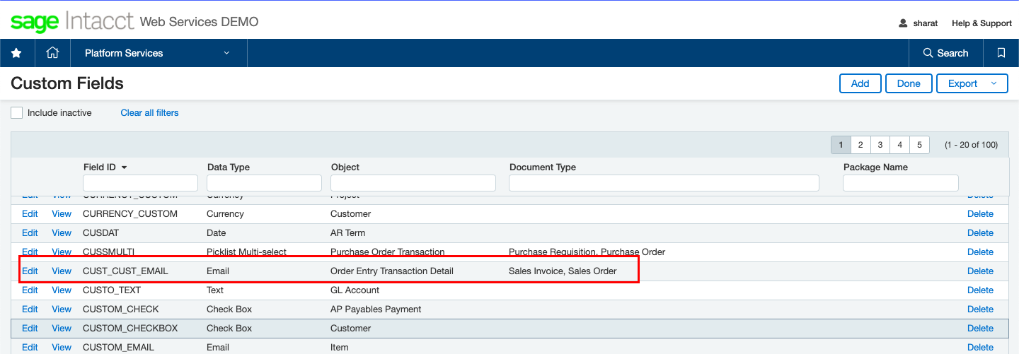 order entry transaction detail object