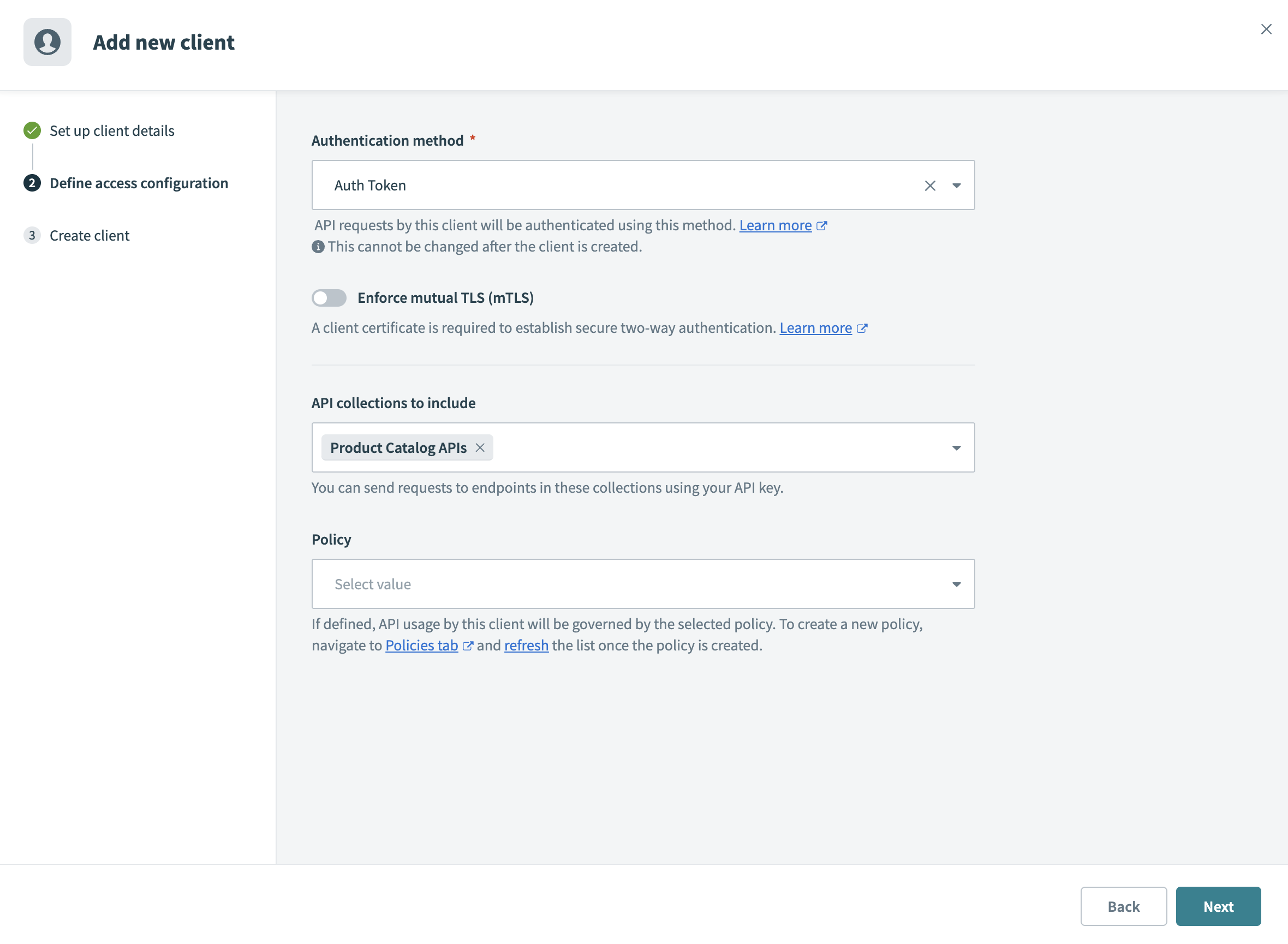 Define access configuration