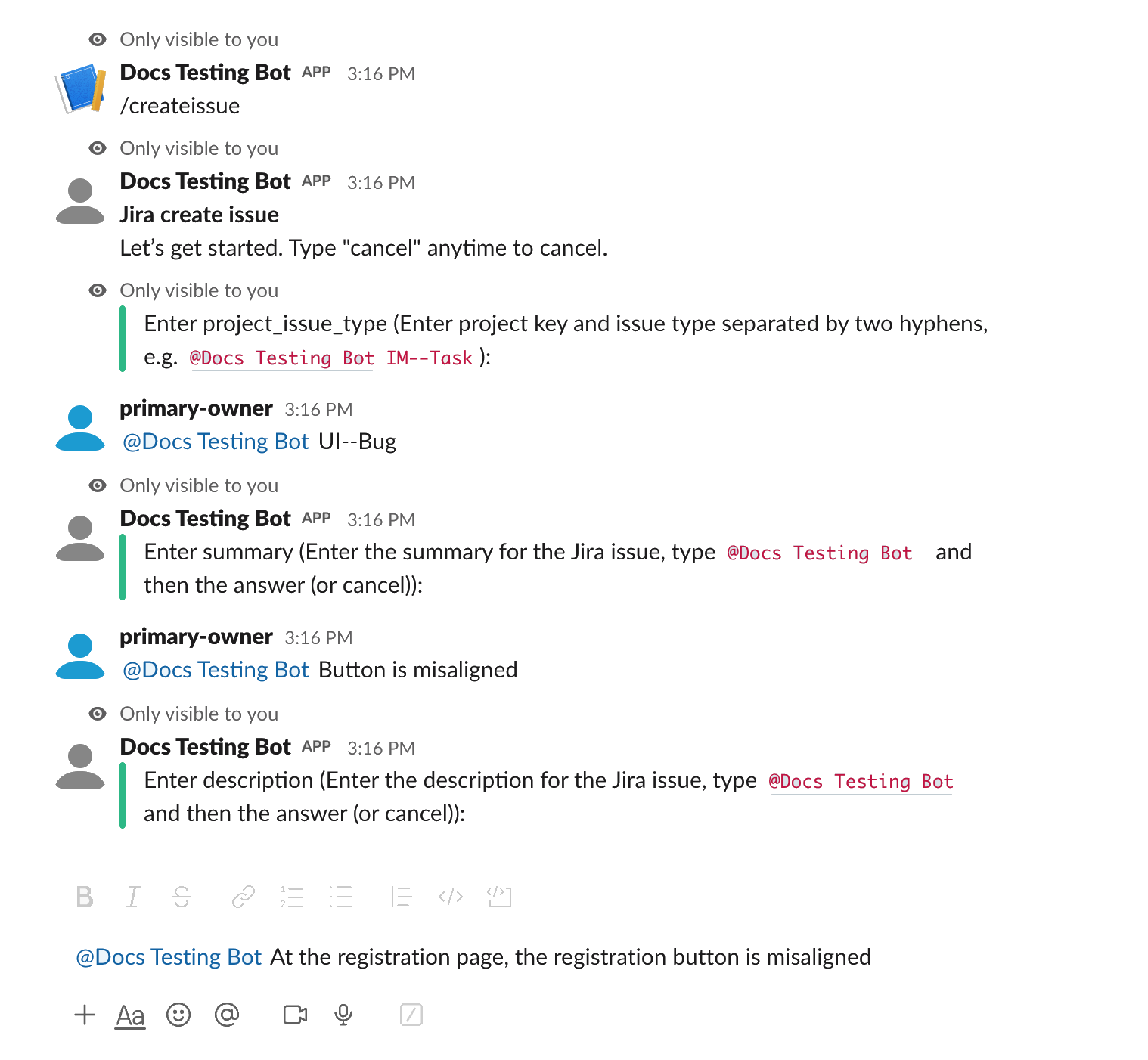 Dialog for missing command input fields