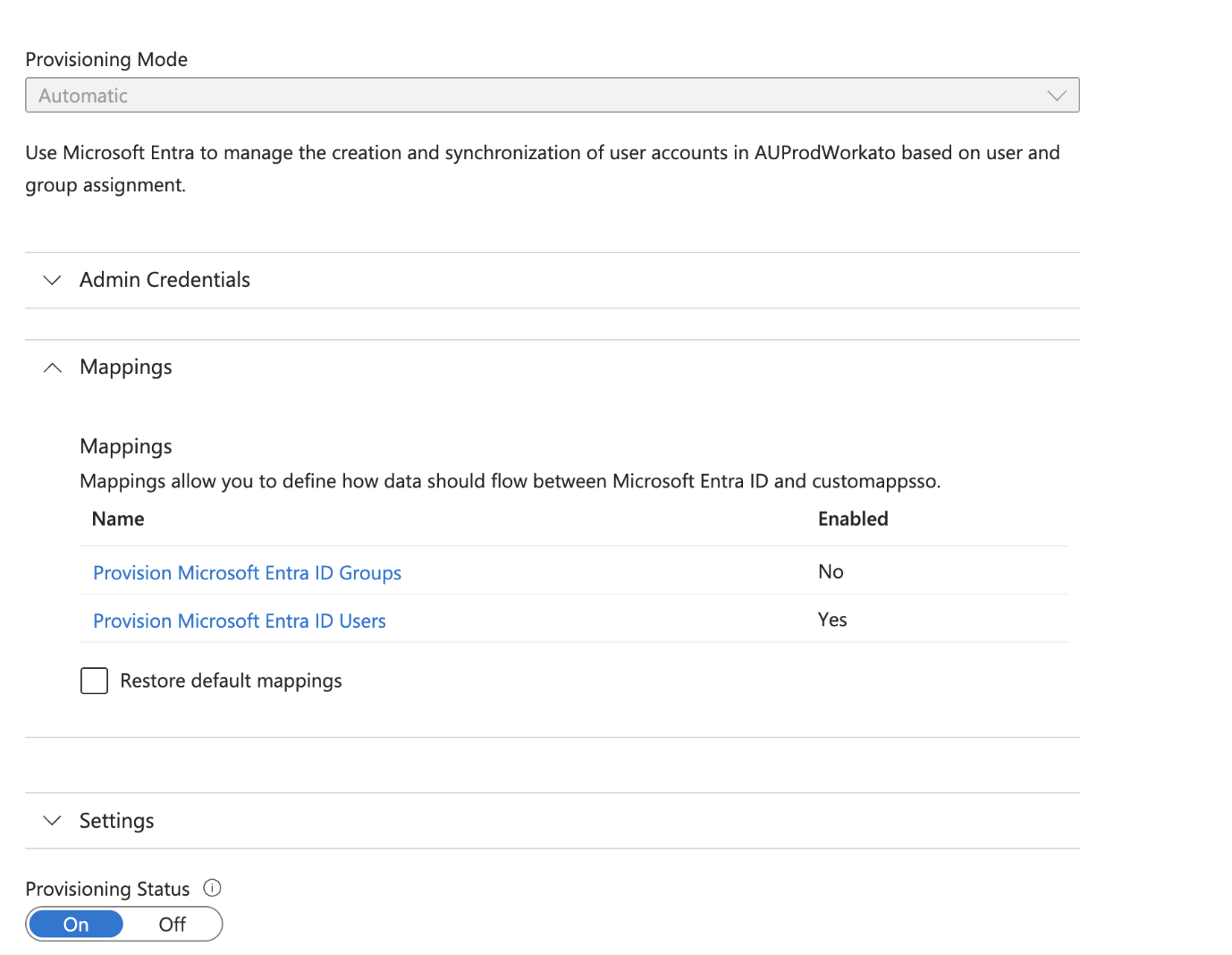 Disable group provisioning