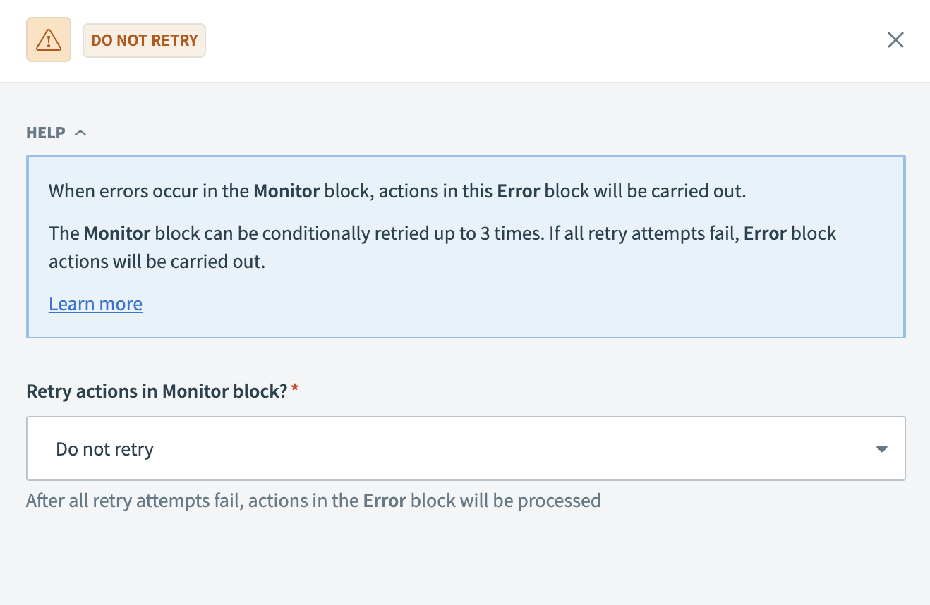デフォルトの [Do not retry] 設定