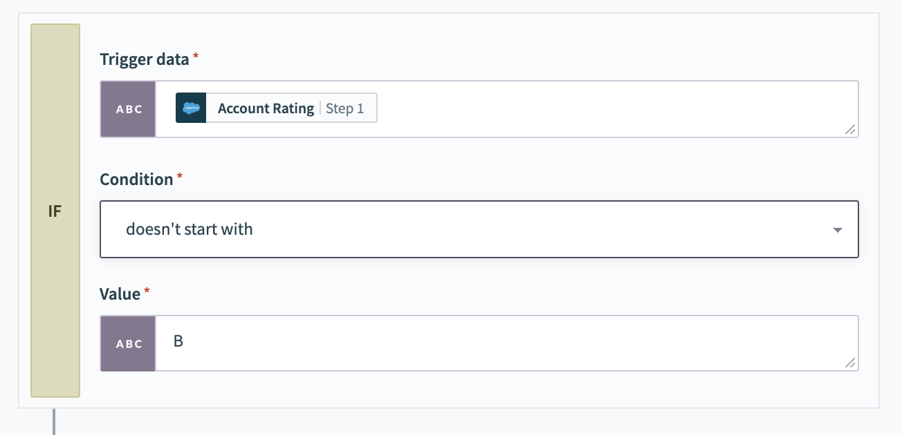 doesn't start with レシピの例