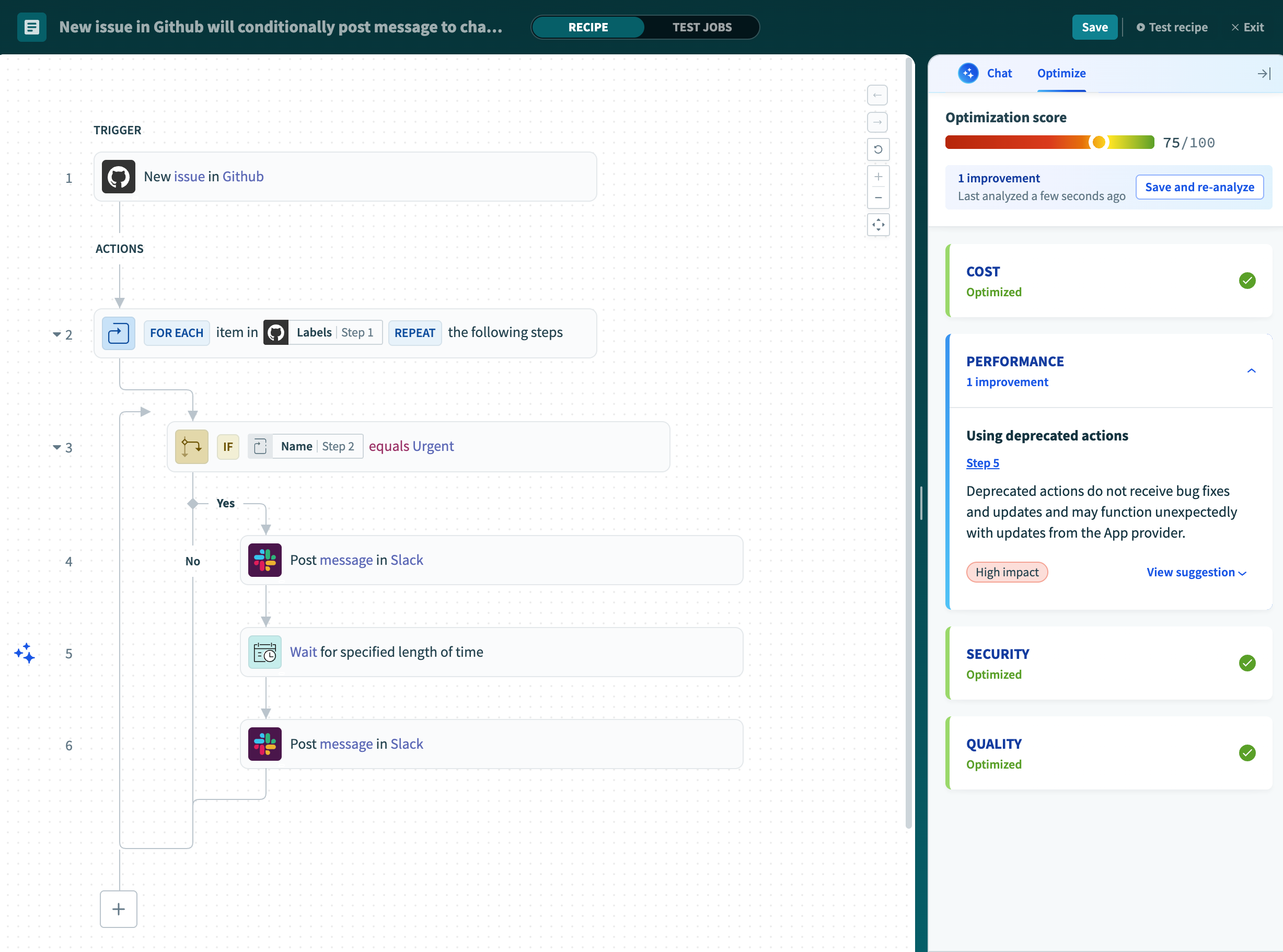 Expand categories to view Performance Copilot's suggested improvements