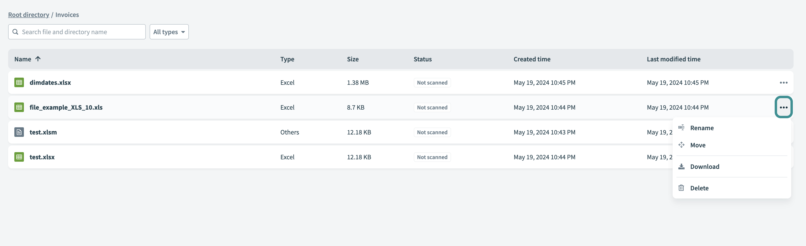 Three dots selected for the file sales-leads.txt
