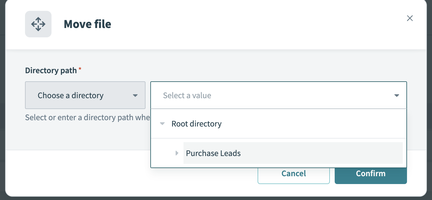 Expanding the drop-down list of subdirectories to find a directory