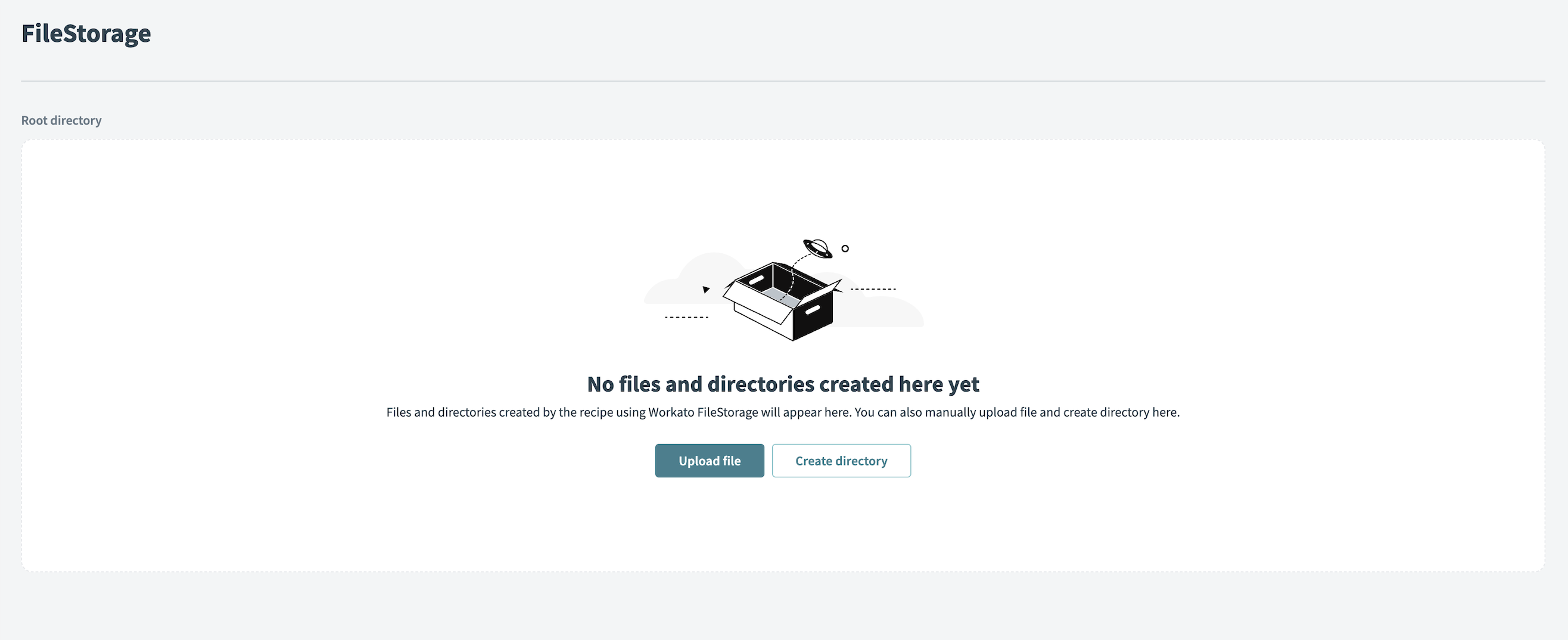 The Upload file button in the FileStorage UI