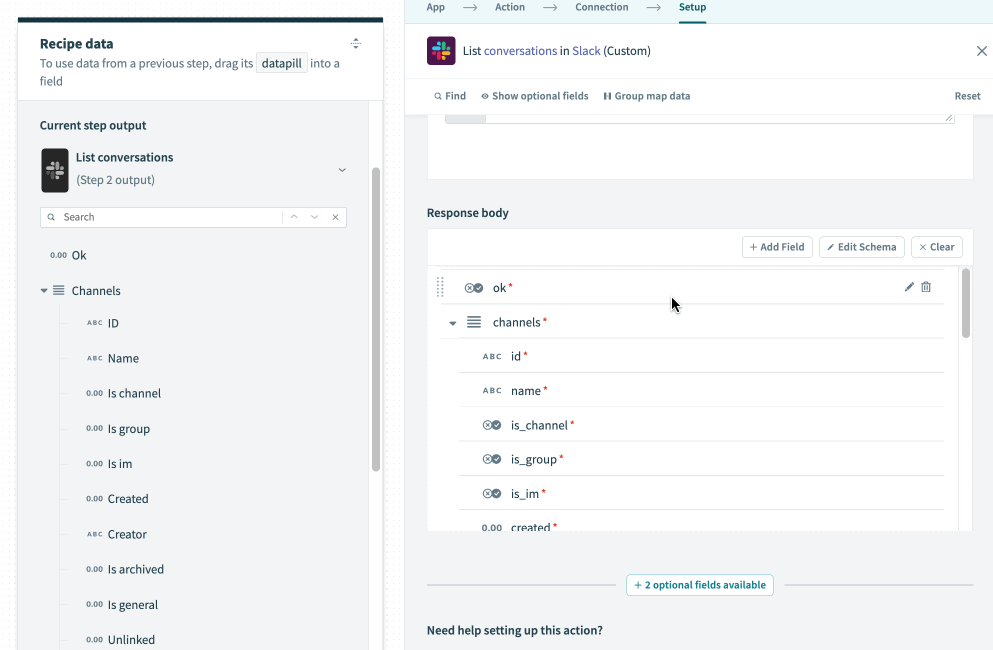 Generated output datatree in Workato