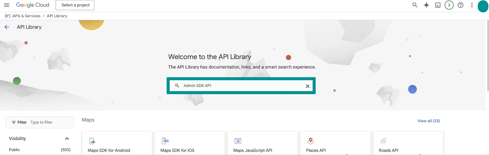 Go to the Google Cloud Console API library