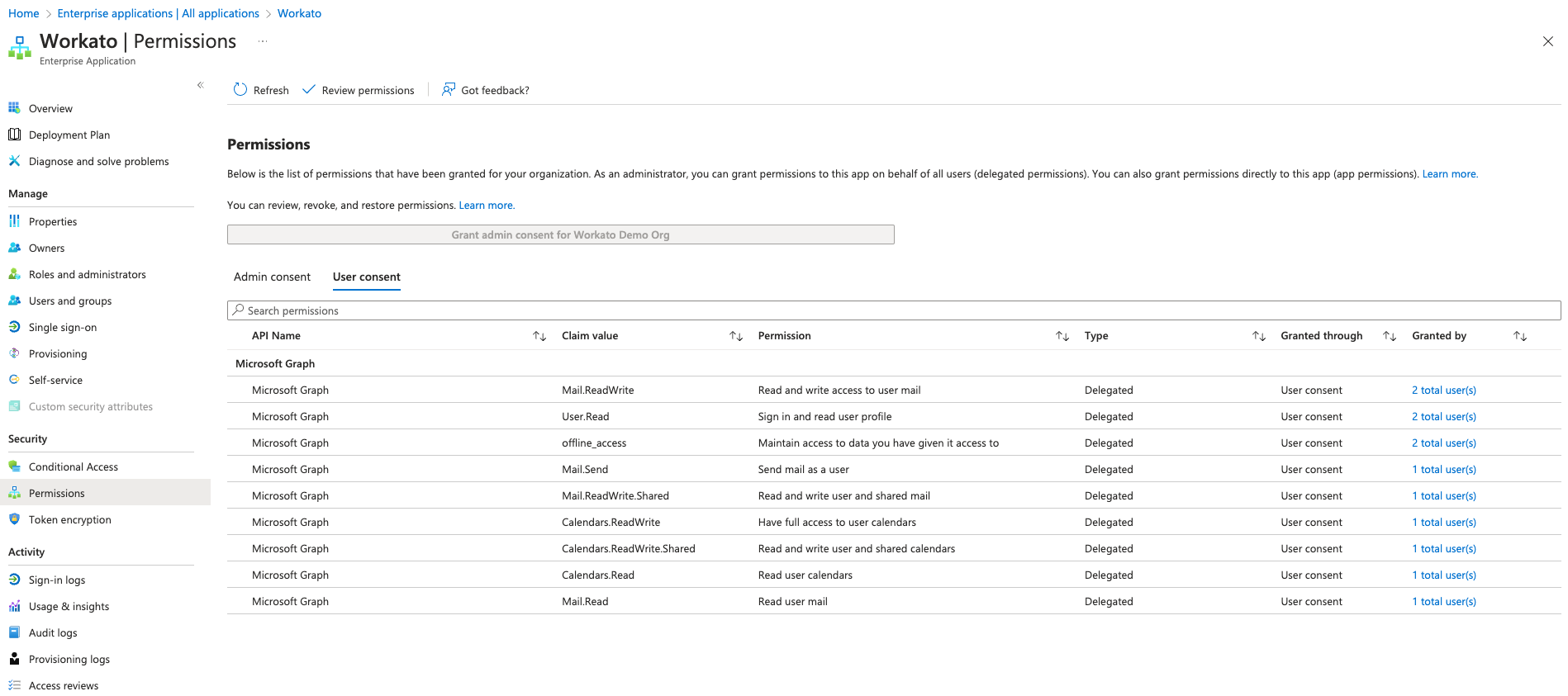 Grant admin consent for Workato in Azure Active Directory