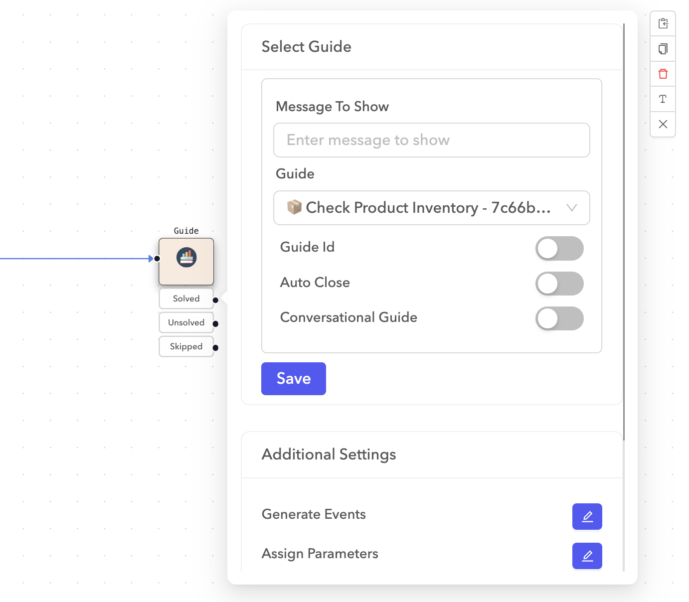 Guide node transitions