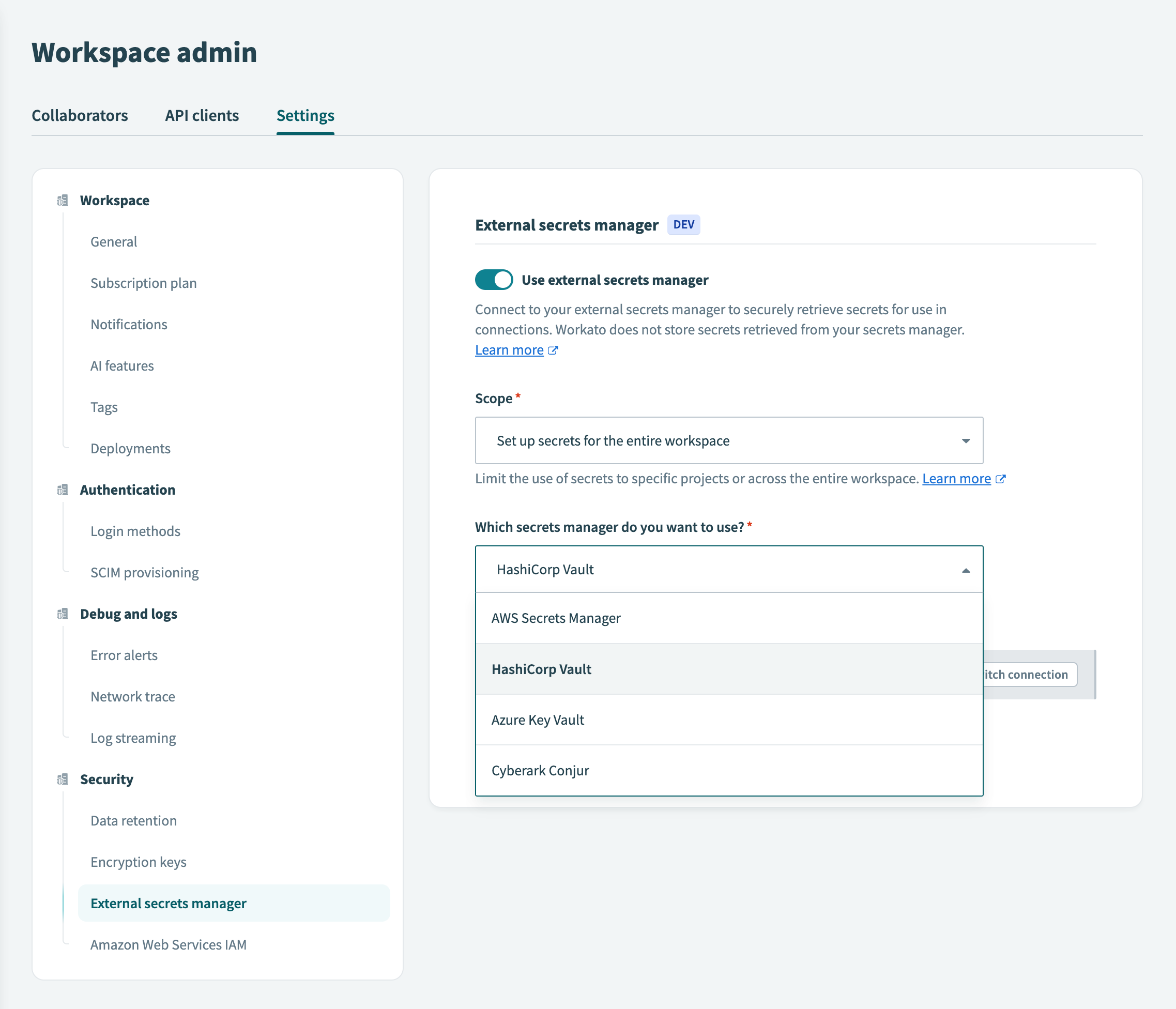 Hashicorp Vault secrets