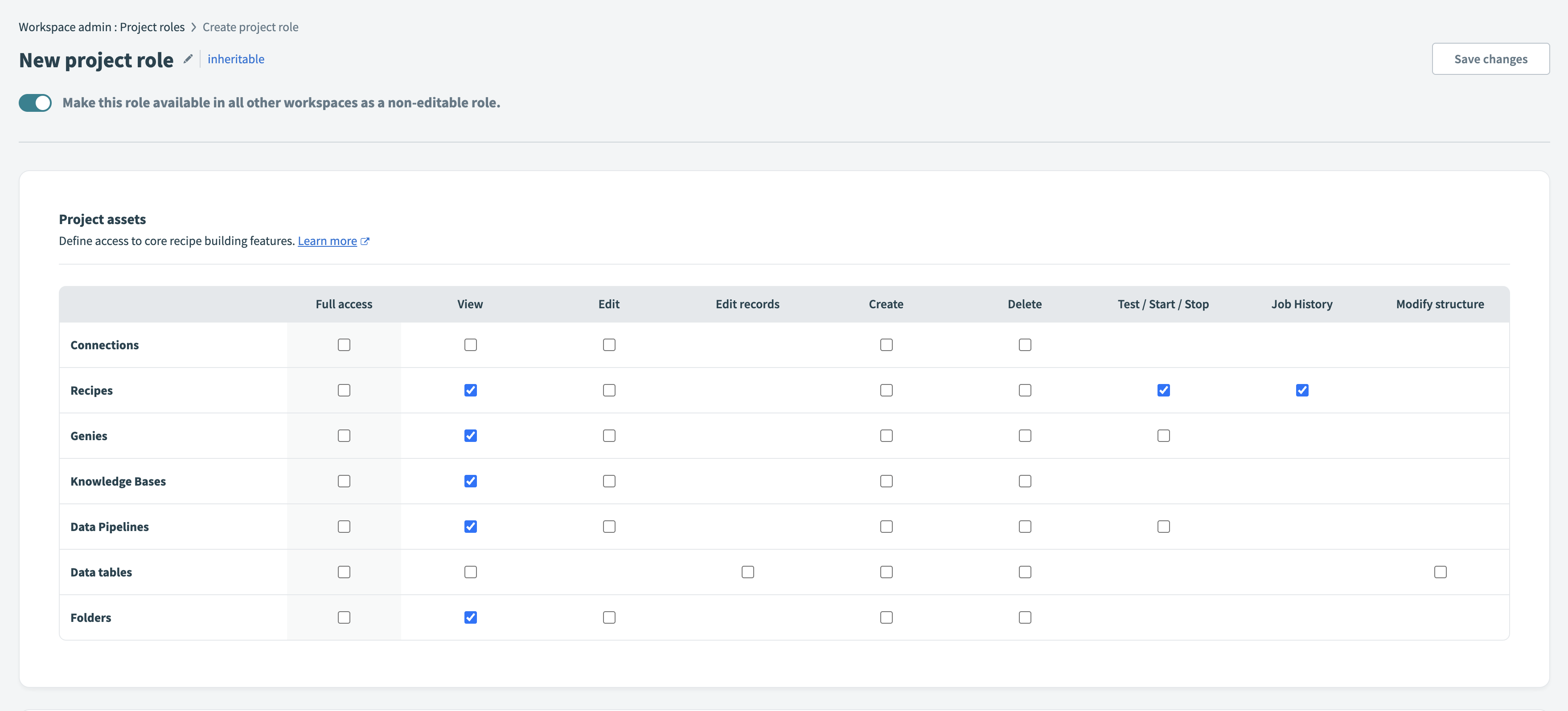 Configure an inheritable project role
