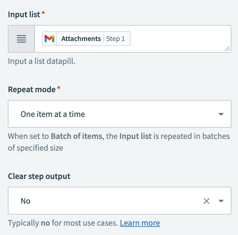 Iterate through attachments list