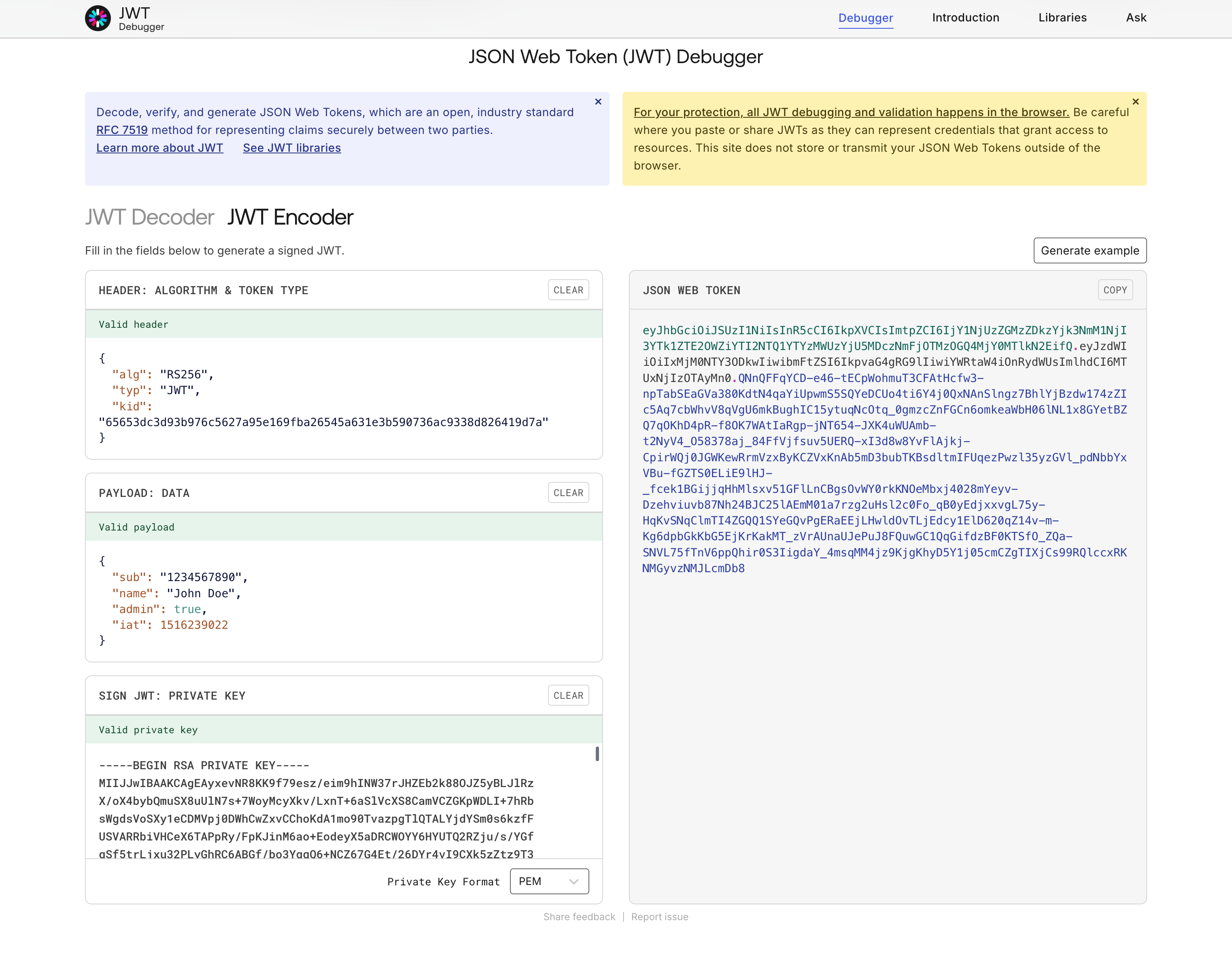 Generate a JWT using RS256
