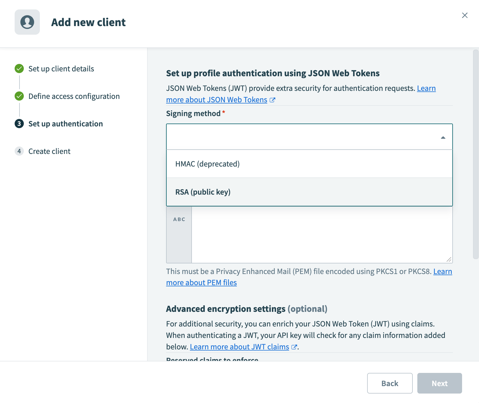 Select a signing method