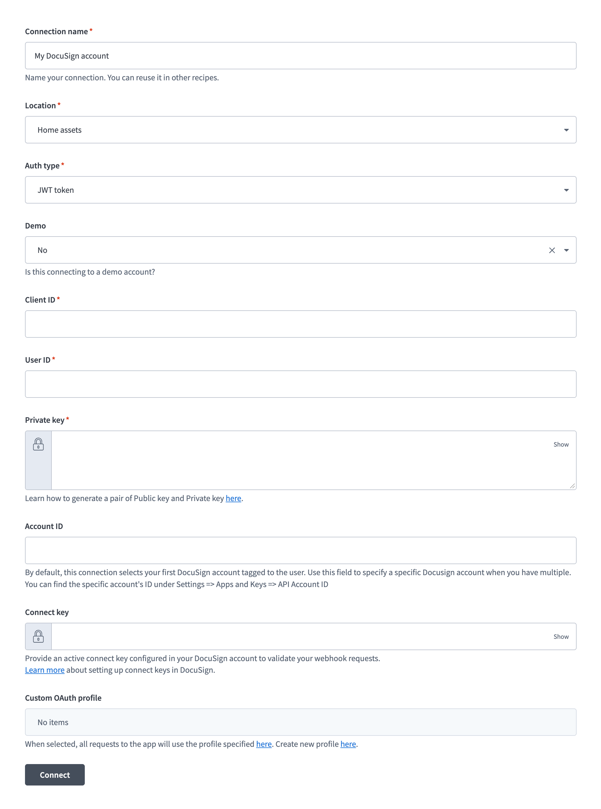 Connect to Docusign using JWT Token authentication