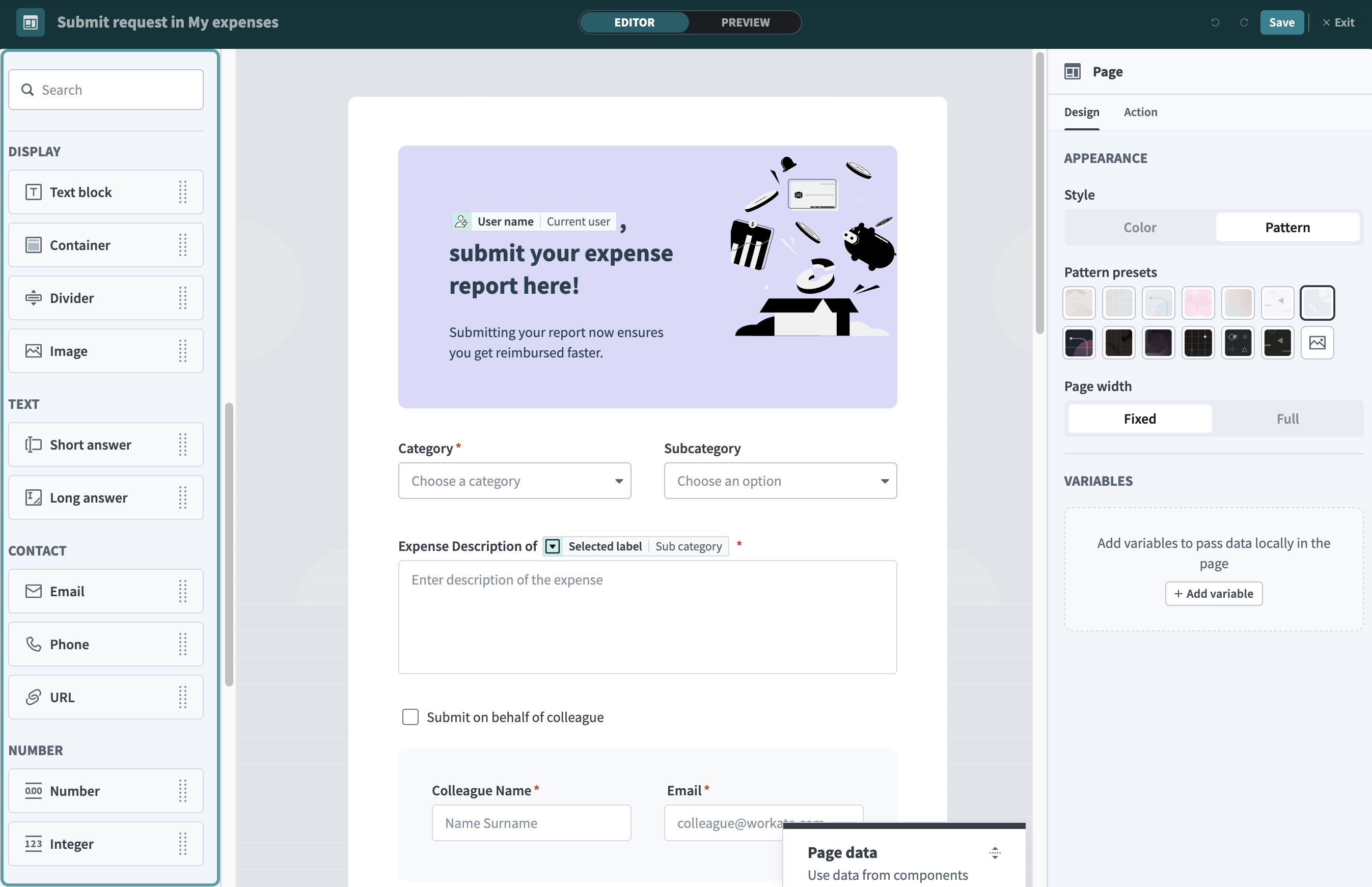 Content and background panel