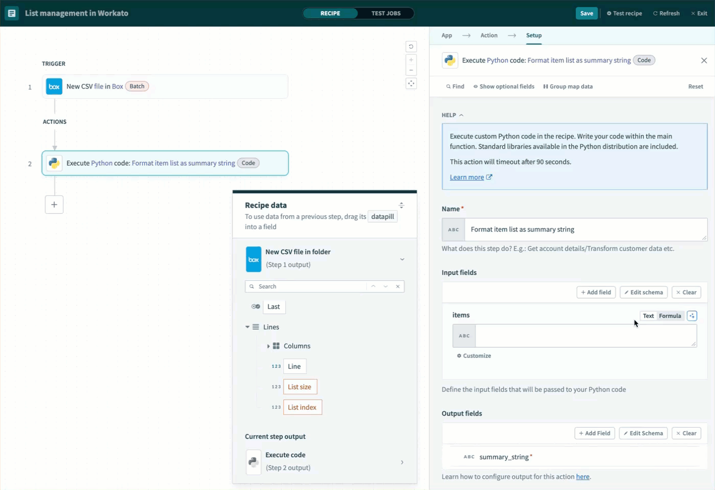 Mapping list datapills in formula mode