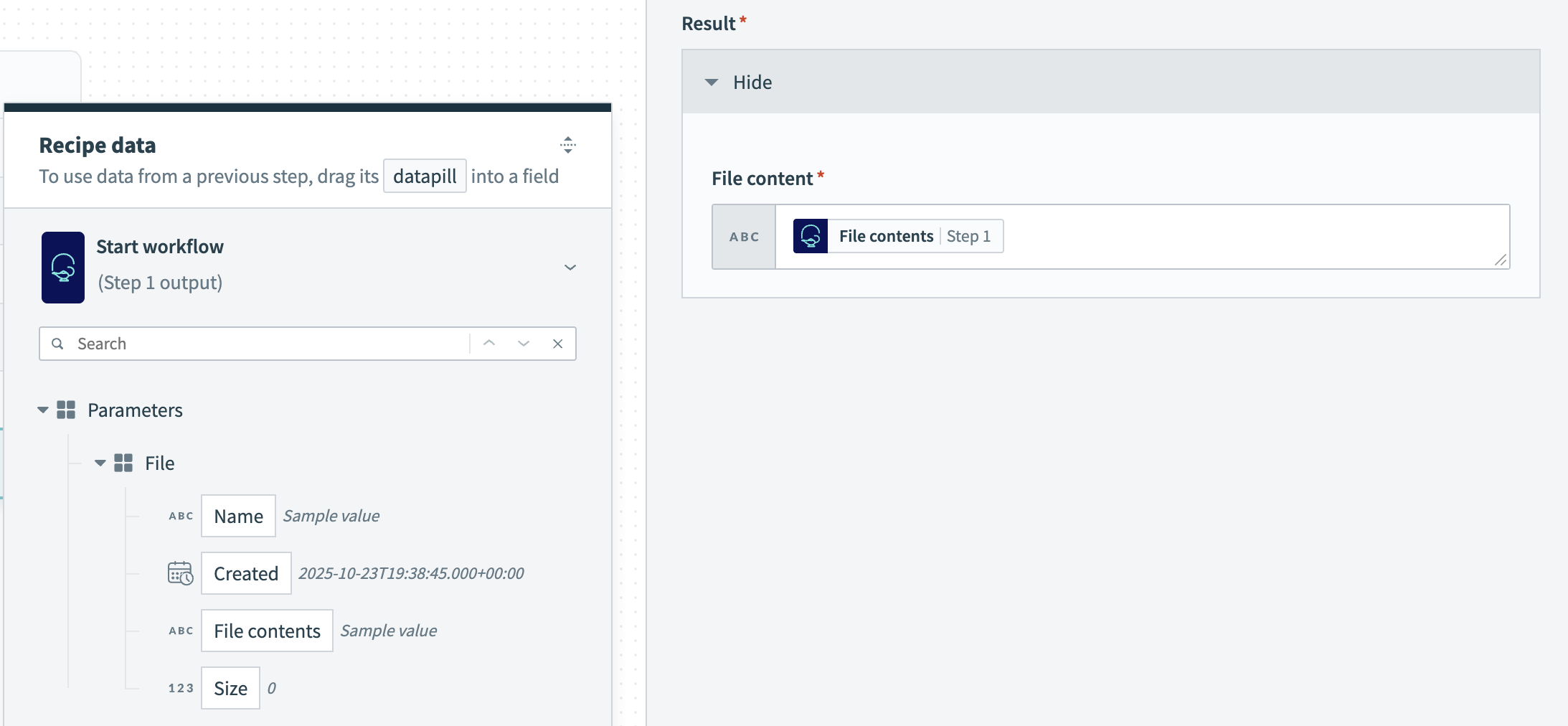 Map the File parameter datapills