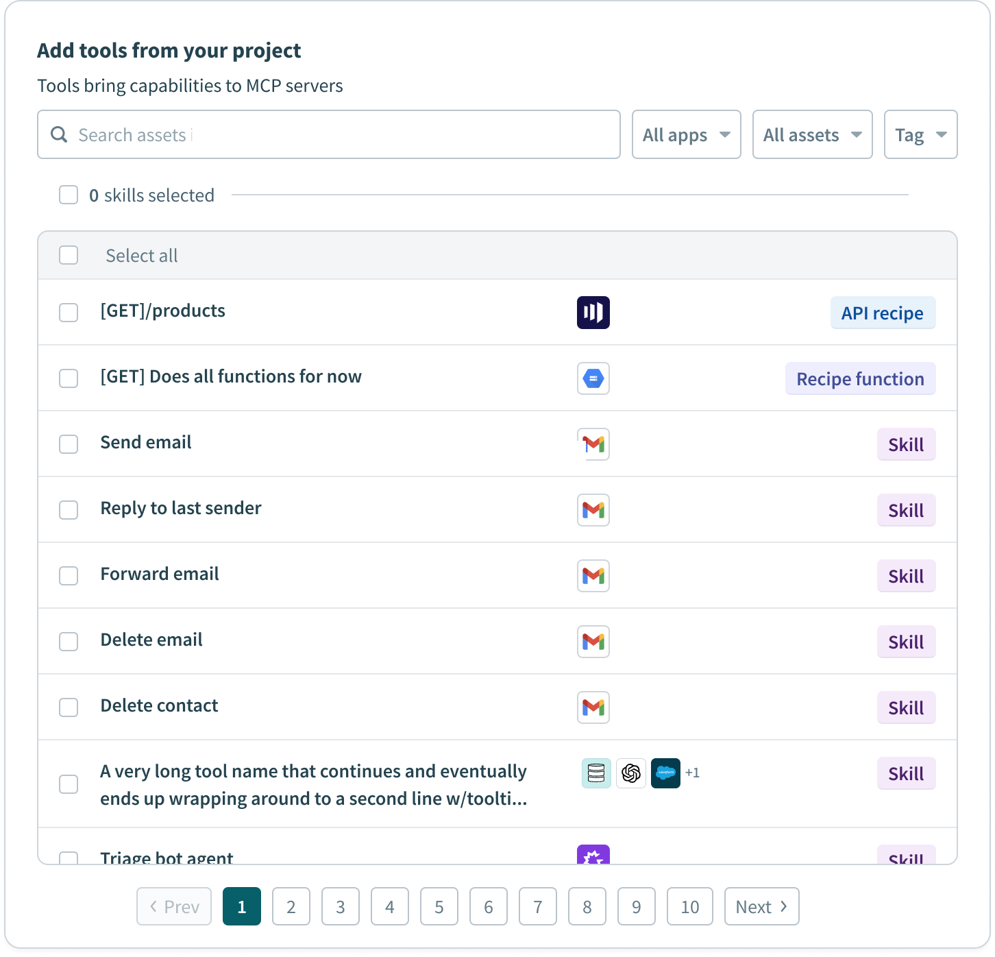 Select your MCP tools