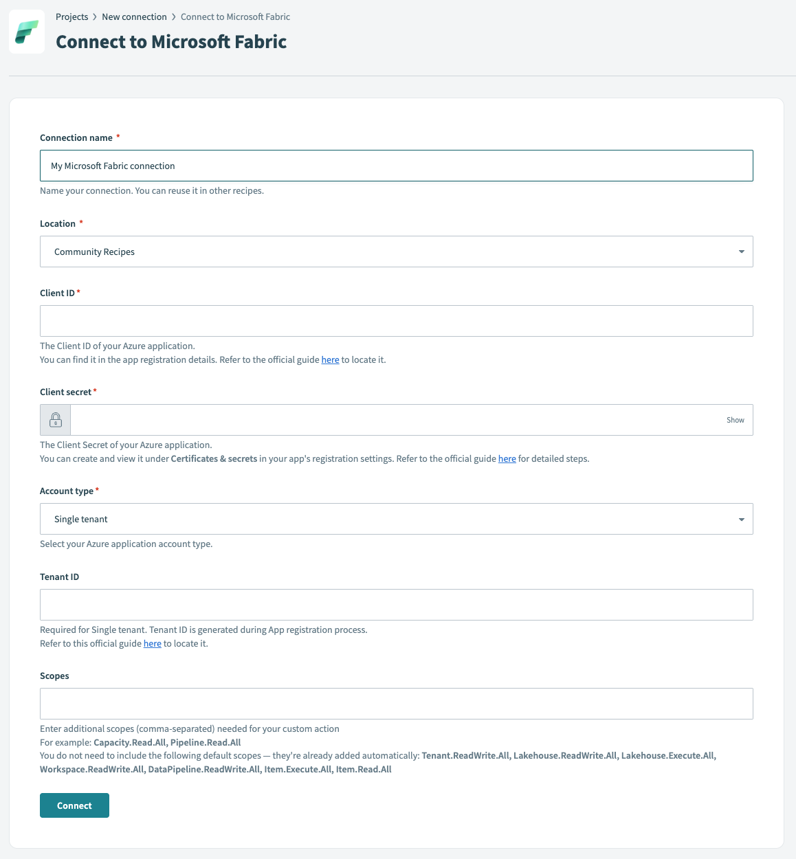 Microsoft Fabric Connection
