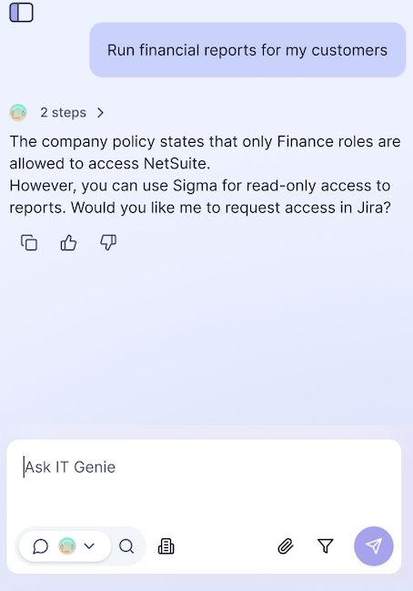 Chat with a genie in mobile app