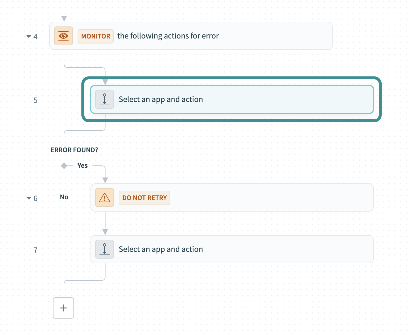 Add actions to monitor for errors