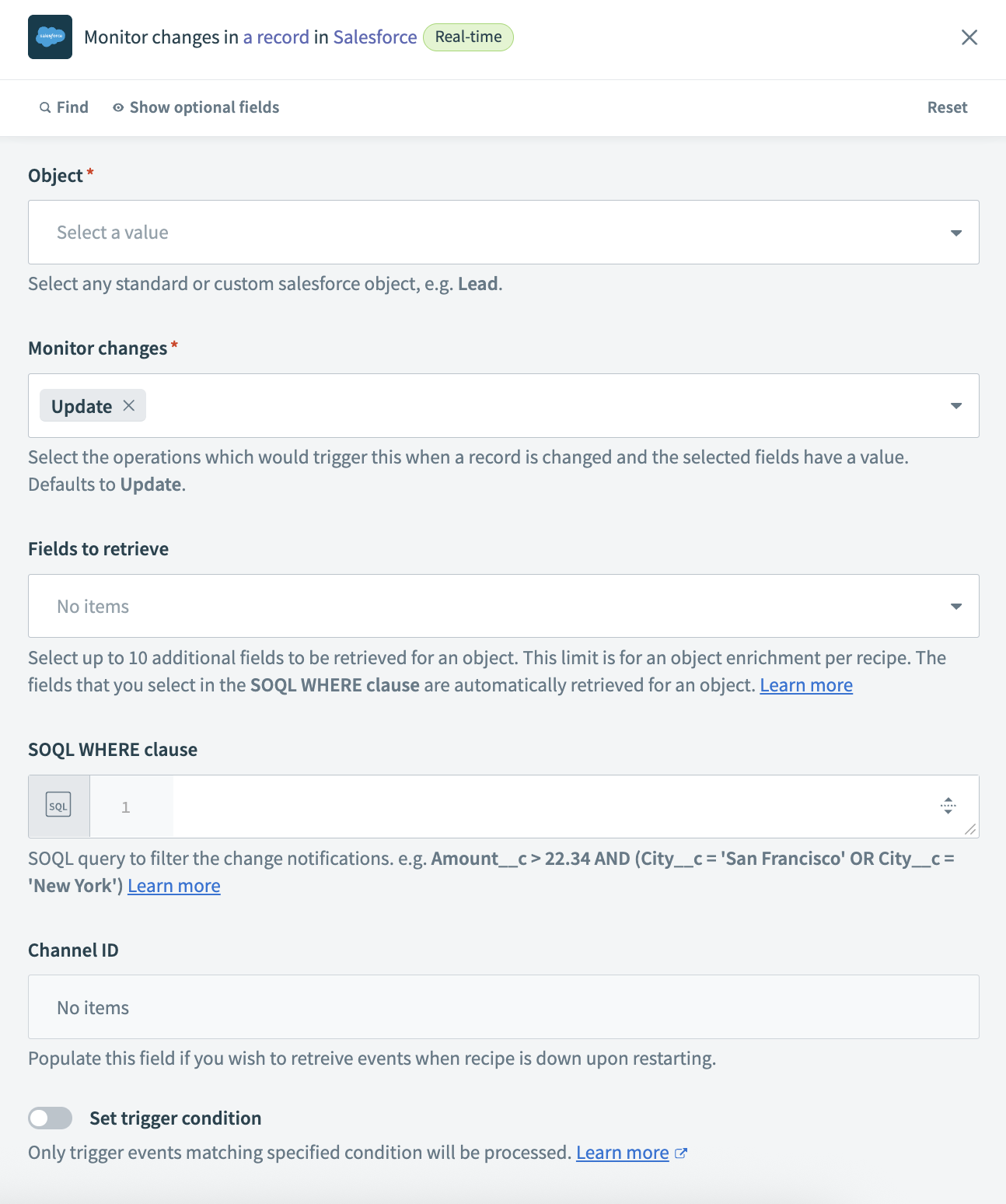 Monitor changes in a record trigger