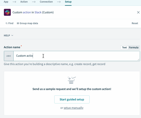 Naming your custom action