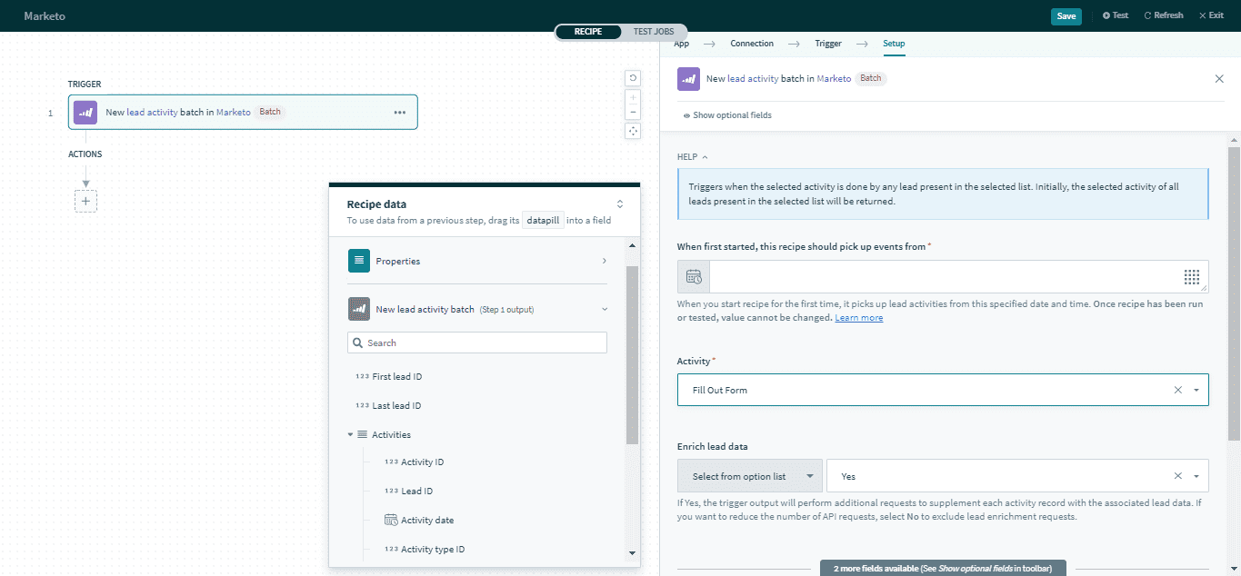 新規リードアクティビティのバッチトリガー