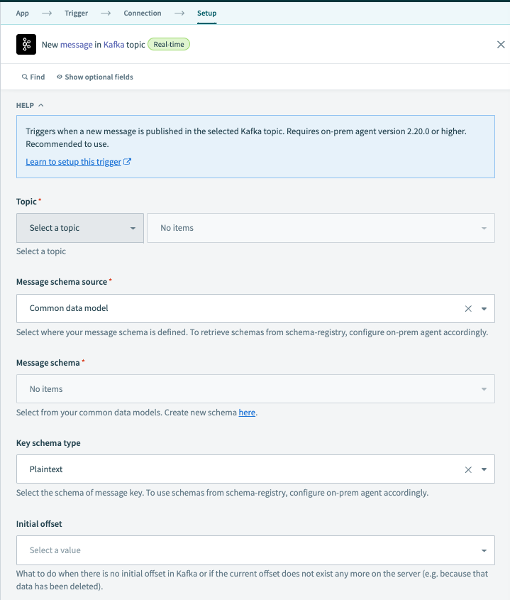 New Kafka message trigger