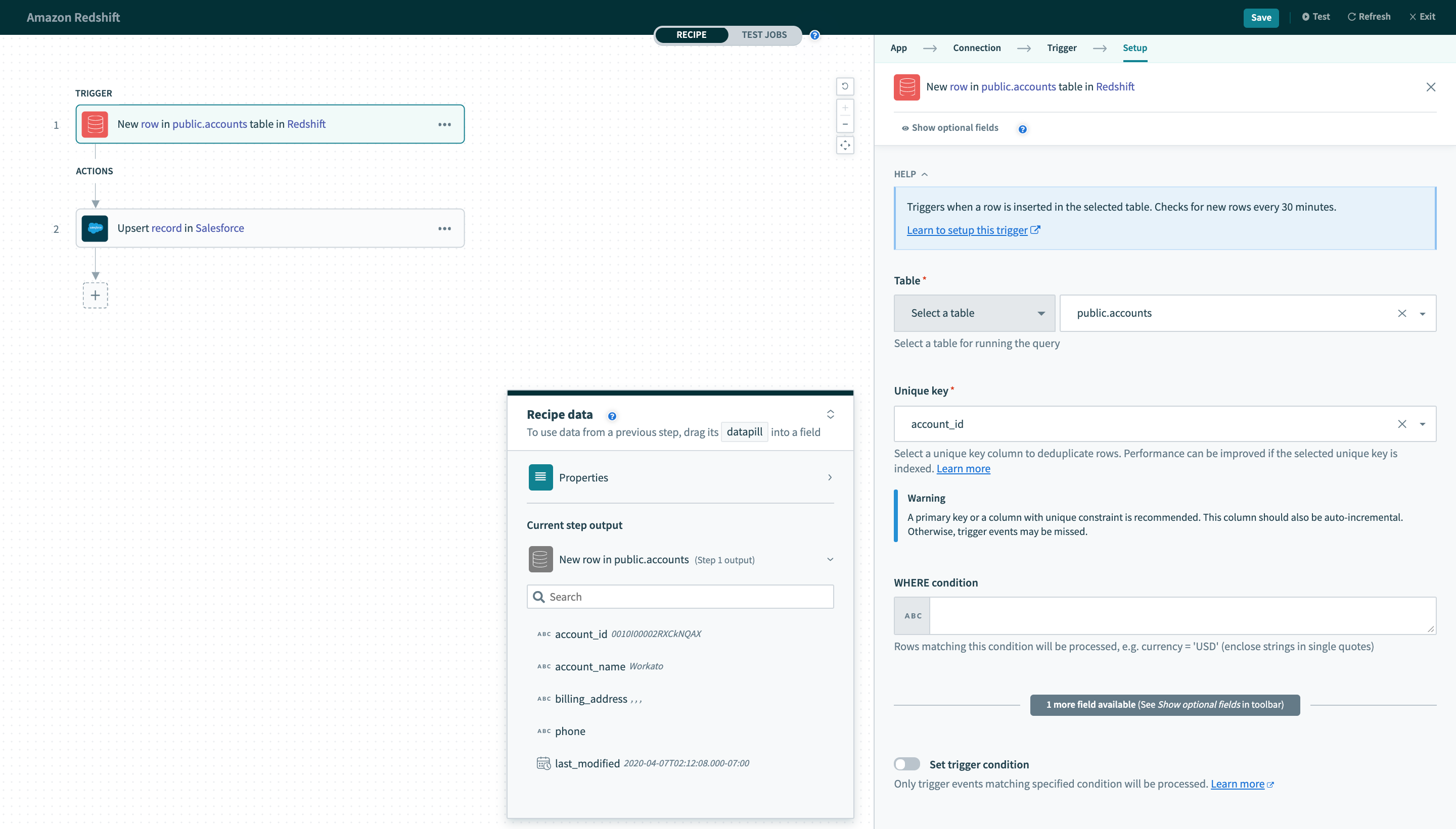 New row トリガー