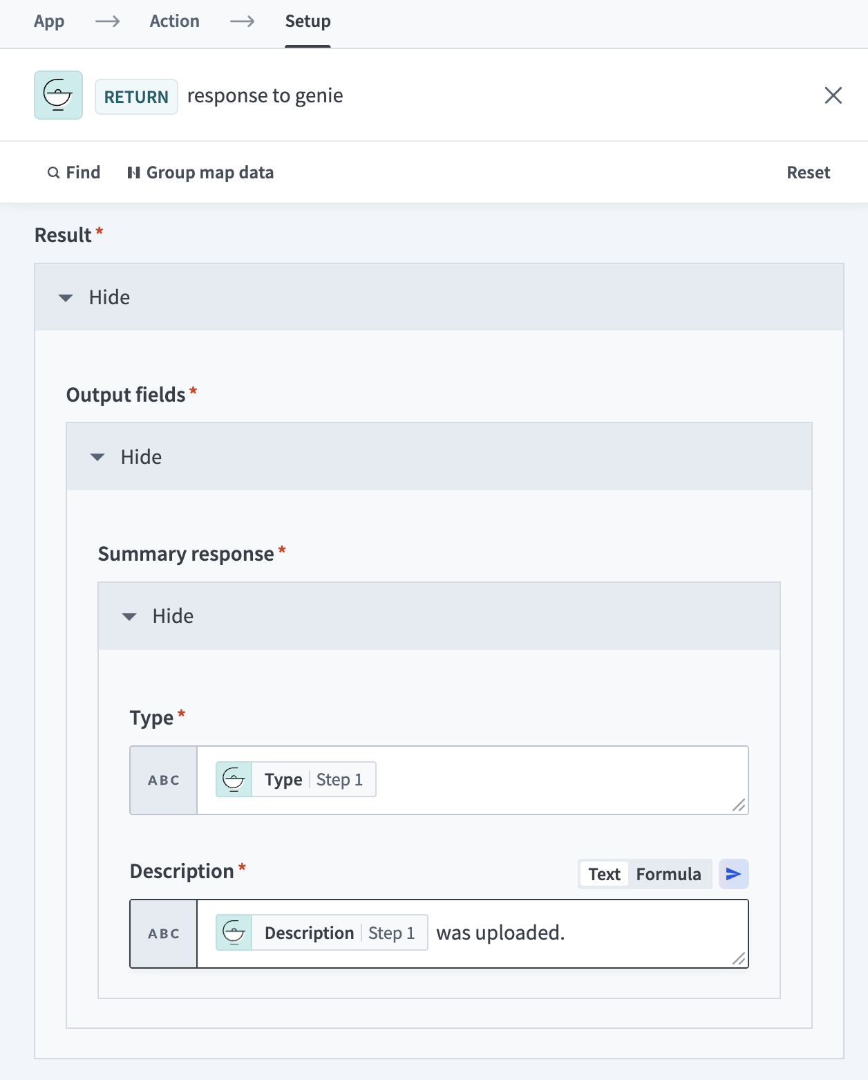 Map the error information