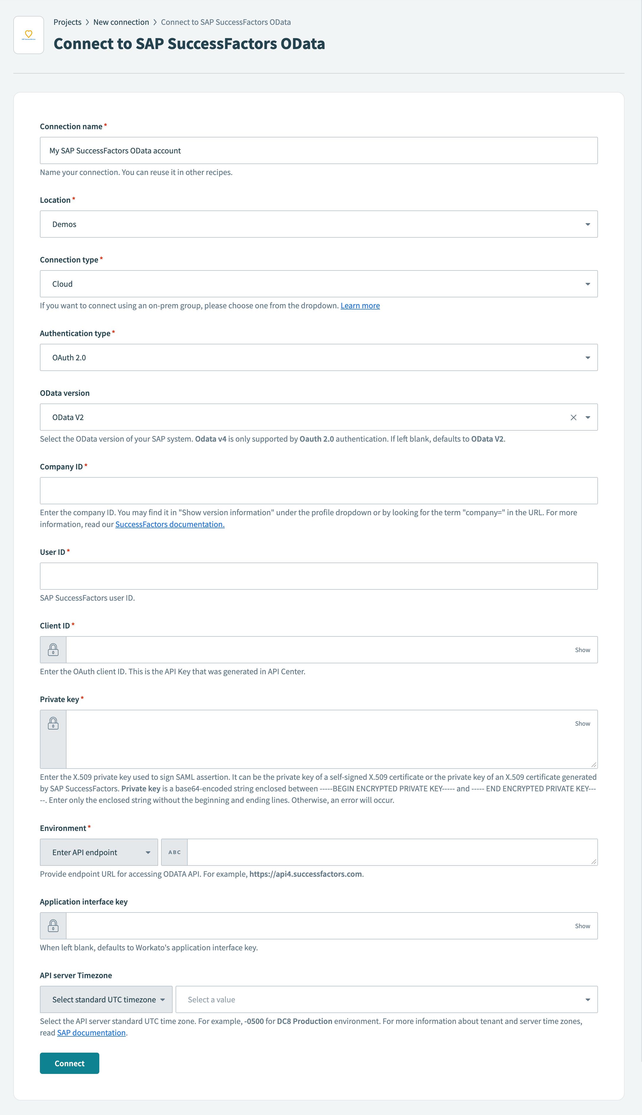 Connect to SAP SuccessFactors