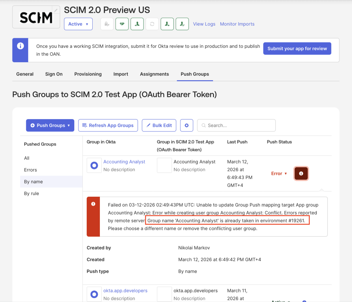 Existing group error