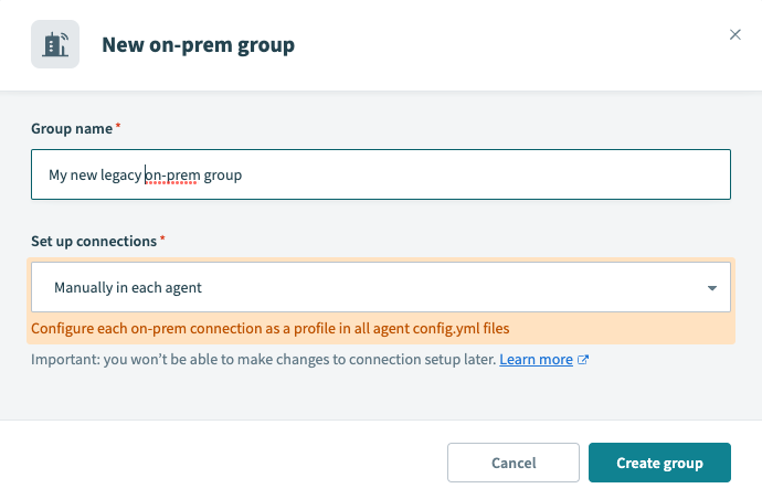 On-prem group for connection profiles